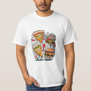 Ein Pizzasschnitt mit einem Burger. T-Shirt