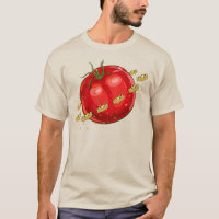 Ein Planet der Tomaten mit Pizzen um ihn herum
