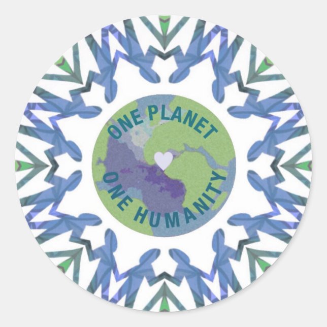 Ein Planet eine Menschheit Runder Aufkleber (Vorderseite)