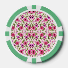 Ein Pokerchip mit Blumenmuster in Rosa Pokerchips