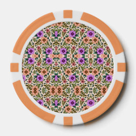 Ein Pokerchip mit einem komplizierten Blumenmuster Pokerchips