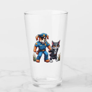 ein Polizeihund und eine gemeine Katze - Spaß Glas
