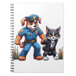 ein Polizeihund und eine gemeine Katze - Spaß Notizblock