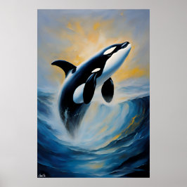 Ein Poster eines Orcas im Ölgemälde-Stil