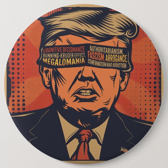 Ein Präsident, der von mentalen Fragen geblendet w Button (Vorderseite)