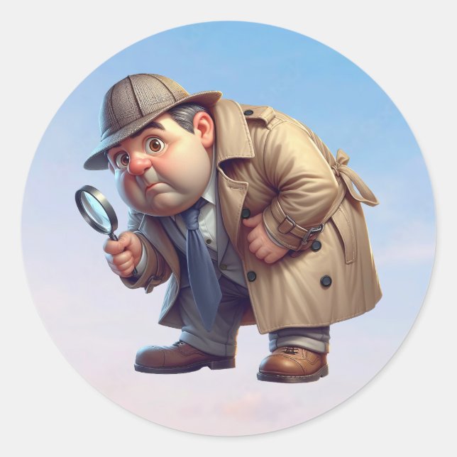 Ein privater Ermittler sucht nach Hinweisen Runder Aufkleber (Vorderseite)