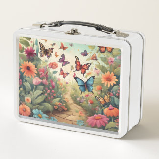 Ein pulsierender Whimsical Butterfly Metall Brotdose