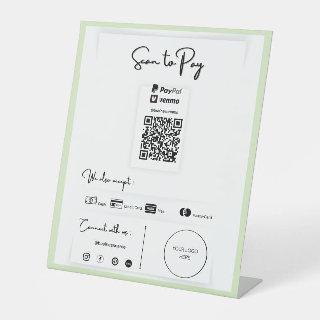 Ein QR-Code-Pedestzeichen bezahlen Sockelschild (Vorderseite)