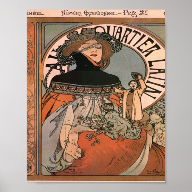 Ein quartier latin Alphonse Mucha Poster (Vorne)