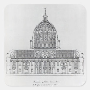 Ein Querschnitt von St Peter, Rom Quadratischer Aufkleber