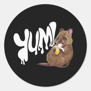 Ein Quokka, der Banane isst Runder Aufkleber