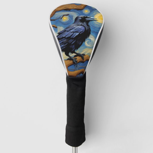 Ein Rabe in einer alten Eichenbaumnacht Golf Headcover (Vorderseite)