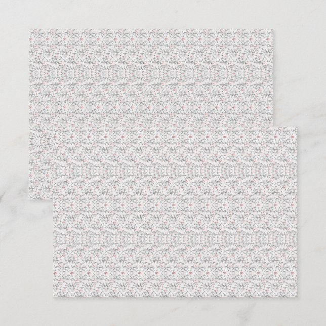 Ein raffiniertes Blumenmotiv in Weiß und Grau, prä Dankeskarte (Vorne/Hinten)