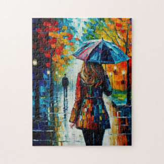 Ein Rainy City Park Spazieren Sie zur Embrace der