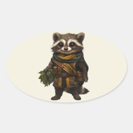 Ein Rasisch-Racoon Ovaler Aufkleber