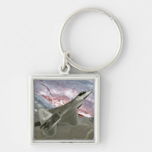 Ein Raubvogel F/A-22 fliegt eine Schlüsselanhänger