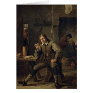 Ein Raucher, der auf einer Tabelle, 1643 sich