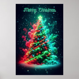 Ein rauchiger roter und grüner Weihnachtsbaum 24x3 Poster