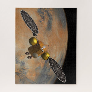 Ein Raumfahrzeug, das Mars umkreist.