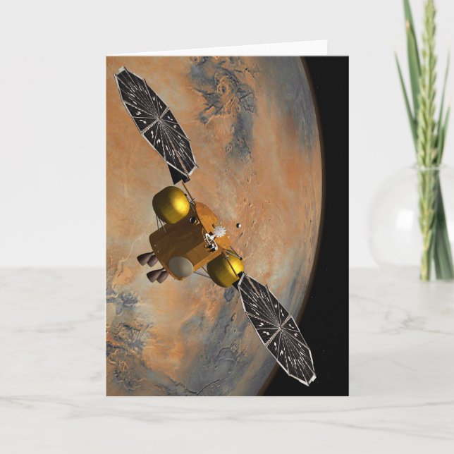 Ein Raumfahrzeug, das Mars umkreist. Karte (Vorderseite)