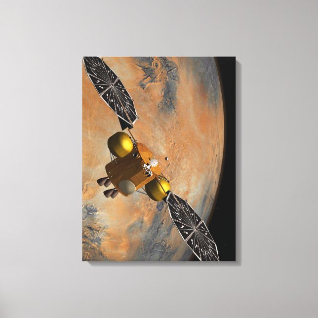 Ein Raumfahrzeug, das Mars umkreist. Leinwanddruck (Vorderseite)