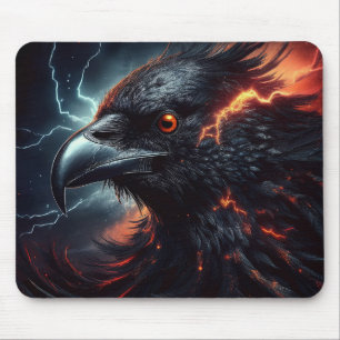 Ein Raven ist umgeben von unruhigen Himmelsflügeln Mousepad
