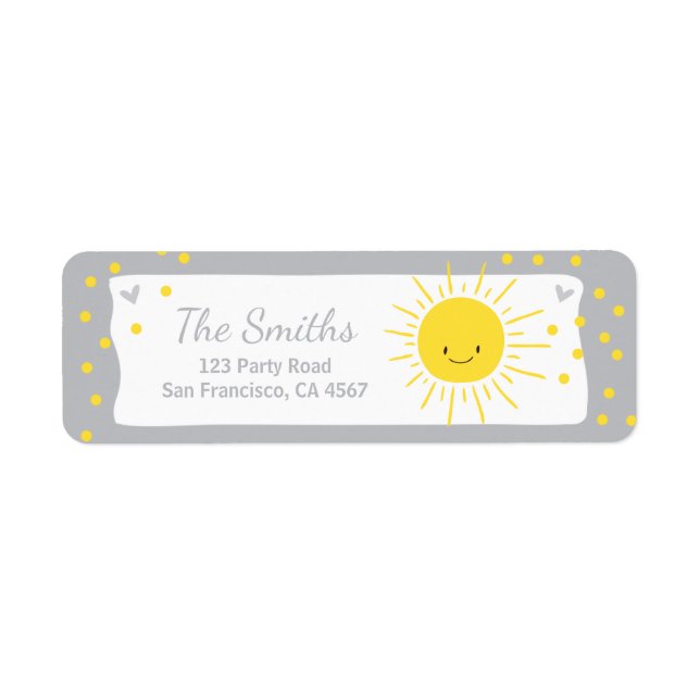 Ein Ray Sonnenschein Baby Duschadresse Labels Sun (Vorne)