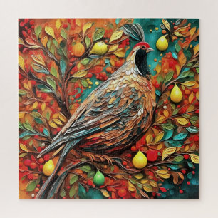 Ein Rebhuhn in einem Birnbaum