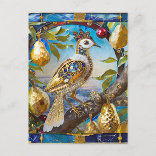 Ein Rebhuhn in einem Birnbaum Postkarte