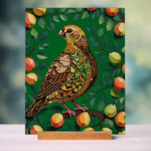 Ein Rebhuhn in einem Birnbaum-Schablonen-Schnitt Acrylschild