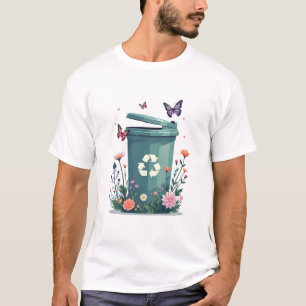 Ein Recycelnd Bin umgeben von Schmetterlingen und  T-Shirt