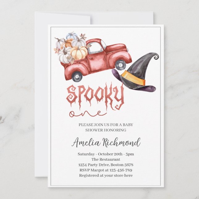 ein Red Pumpkin Lieferwagen Truck Baby Shower Einladung (Vorderseite)