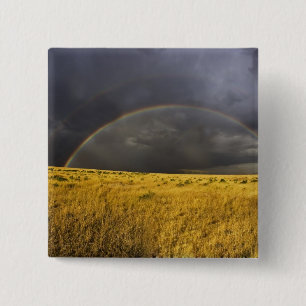 Ein Regenbogen erscheint durch einen nebligen Nach Button