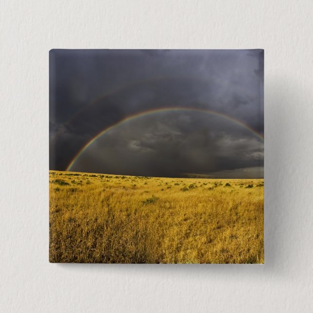 Ein Regenbogen erscheint durch einen nebligen Nach Button (Vorderseite)