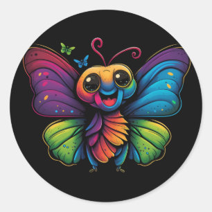 Ein Regenbogenschmetterling Runder Aufkleber