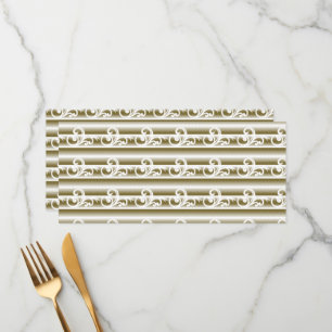 Ein reichlich farbiger Teppich weist ein symmetris Menükarte