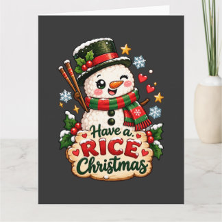 Ein Reis-Weihnachten Kawaii Sushi Schneemann Karte