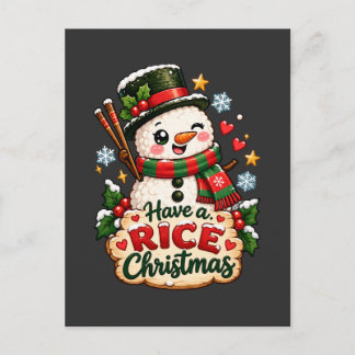 Ein Reis-Weihnachten Kawaii Sushi Schneemann Postkarte