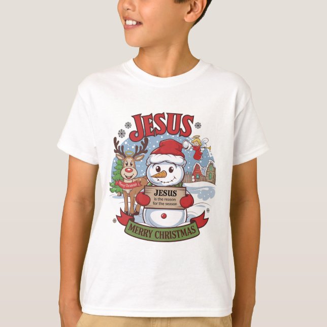 Ein Rentier mit einem Heiligabend T-Shirt (Vorderseite)