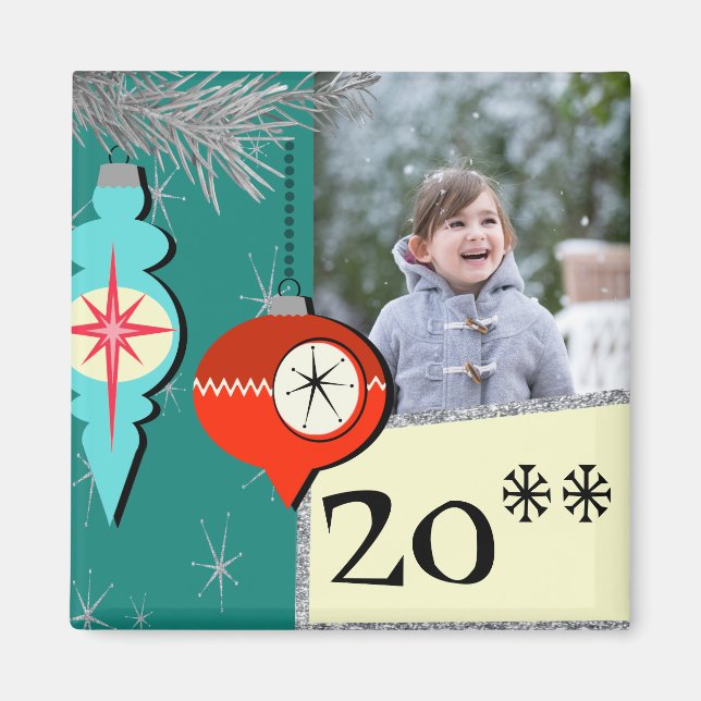 Ein Retro Weihnachts-Foto Magnet (Vorne)