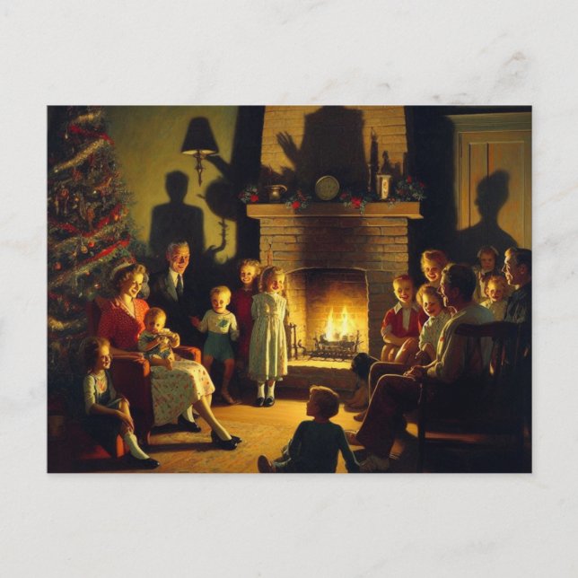 Ein Retro-Weihnachtsmann-Horror Postkarte (Vorderseite)