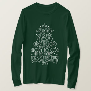 Ein Retter ist geboren Lukas 2-11 Weihnachtsbaum-S T-Shirt