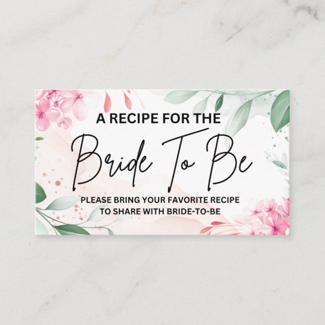 Ein Rezept für das Bride-Brautparty bringen Begleitkarte (Vorderseite)