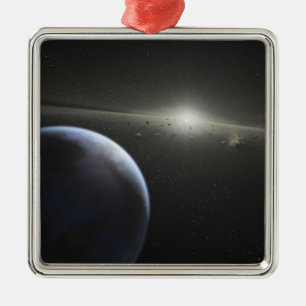 Ein riesiger Asteroidengürtel in Umlaufbahn um ein Ornament Aus Metall