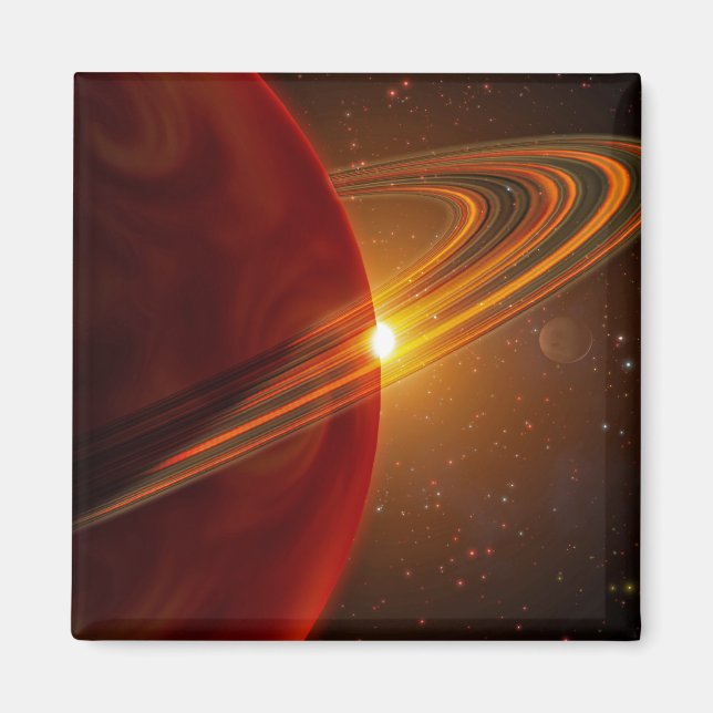 Ein riesiger Planet, der den sonnenähnlichen Stern Magnet (Vorne)