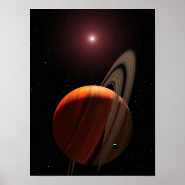 Ein riesiger Planet, der einen roten Zwerg umkreis Poster (Vorne)