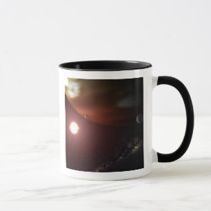 Ein riesiger Planet, der einen roten Zwergstar umk Tasse