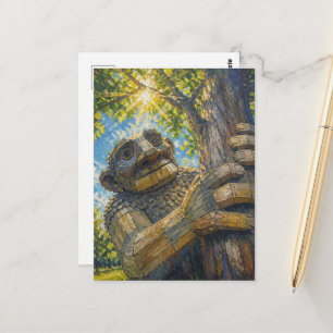 Ein riesiger Troll hält einen Baum hoch Postkarte