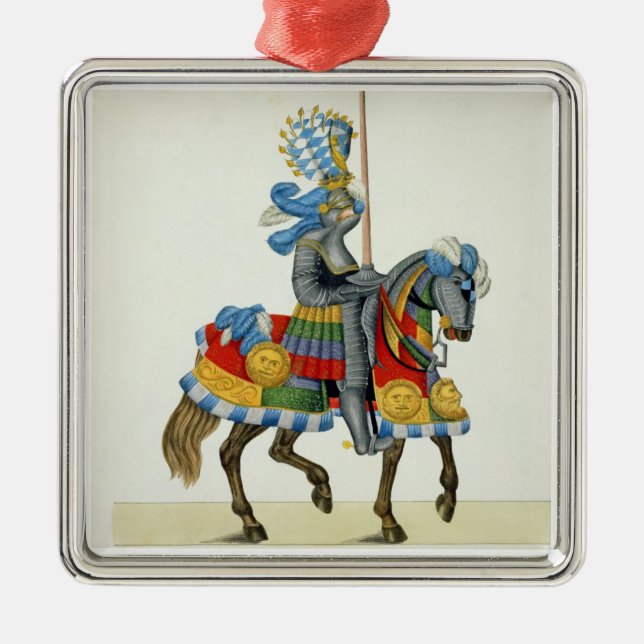 Ein Ritter auf seiner Weise zu einem Turnier, Silbernes Ornament (Vorne)