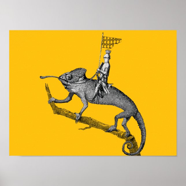 Ein Ritter, der auf einem Chamäleon reitet Poster (Vorne)